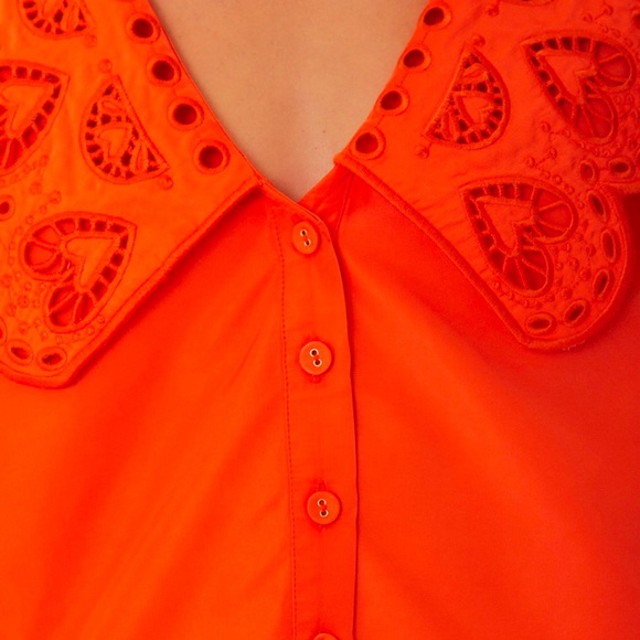 Farm Rio Orange Richelieu Collar Shirt XL - Picture 7 of 8